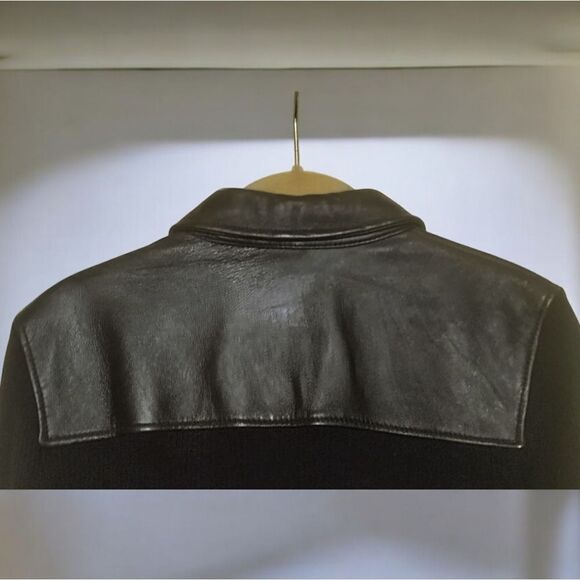 JACLYN SMITH CLASSIC Black LEATHER/Ribbed Sweater/JACKET Zip-up Long sleeve   M - Picture 6 of 15